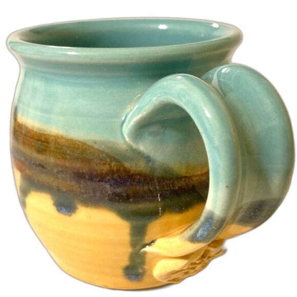 MILO Artist Signed Pottery Ceramic Coffee Cup Mug Earthtones Landscape 4 x 5 in - Picture 2 of 11